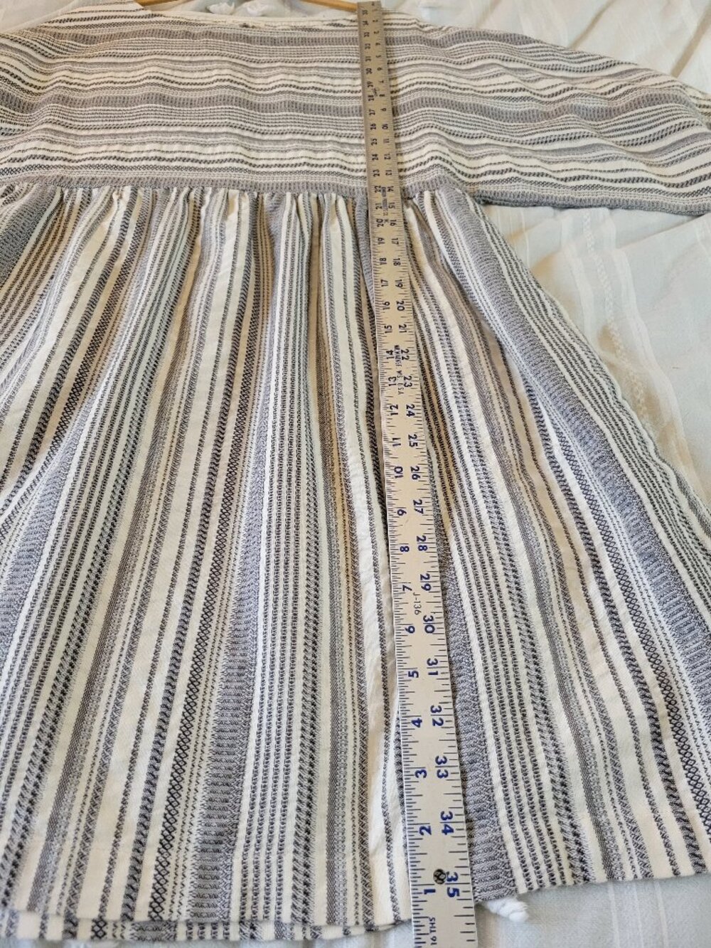 Garnet Hill Striped Woven Cotton Empire Waist Midi Dress Bateau Neck Sz 8 - Picture 8 of 9